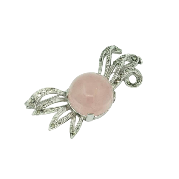 Broche argent quartz rose