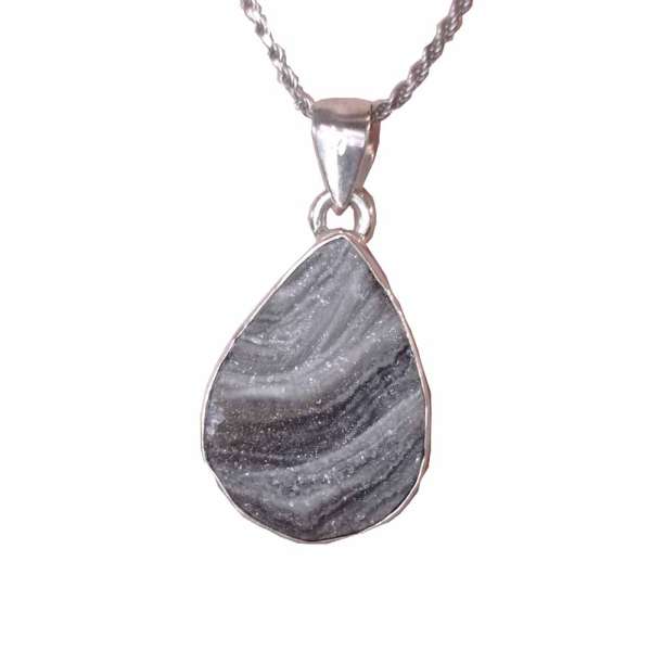 Agate cristallisée - Pendentif argent