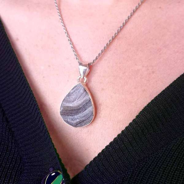 Agate cristallisée - Pendentif argent – Image 2