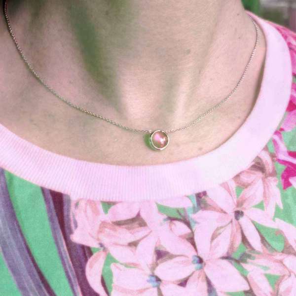Pierre de lune orangée - Collier or jaune – Image 2