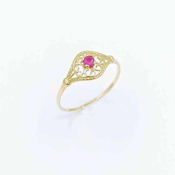 Bague fil or jaune et rubis